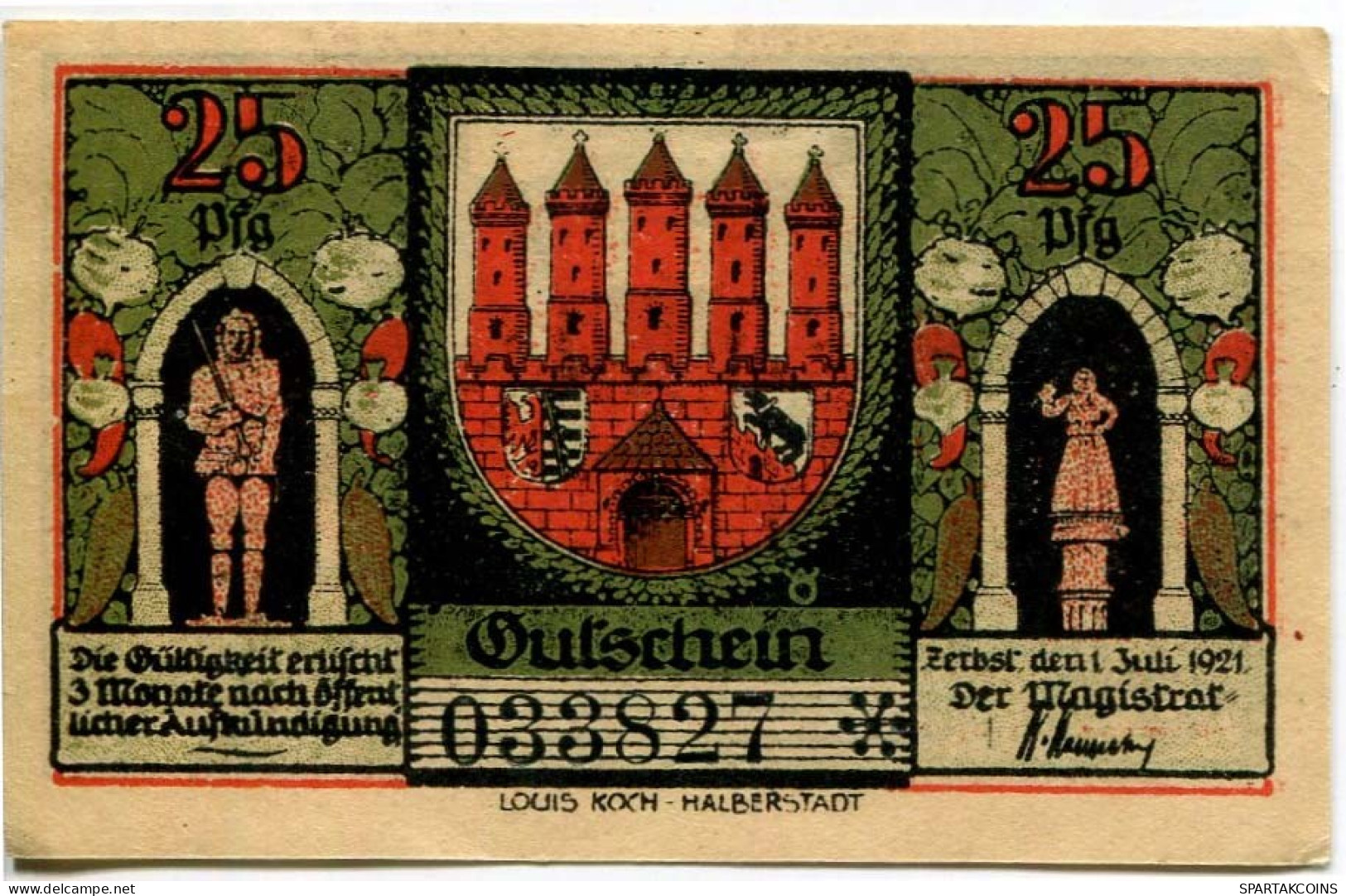 25 PFENNIG 1921 Stadt ZERBST Anhalt DEUTSCHLAND Notgeld Papiergeld Banknote #PL925 - [11] Emissions Locales