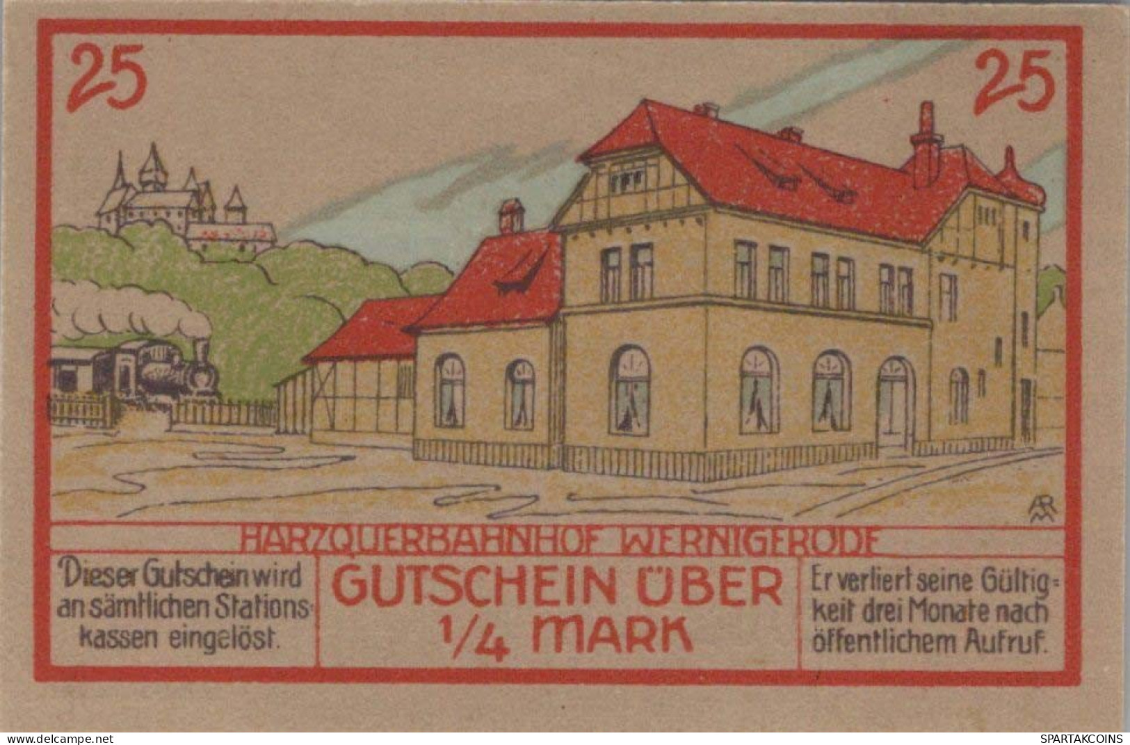 25 PFENNIG 1921 Stadt WERNIGERODE Saxony UNC DEUTSCHLAND Notgeld Banknote #PH208 - [11] Emissions Locales