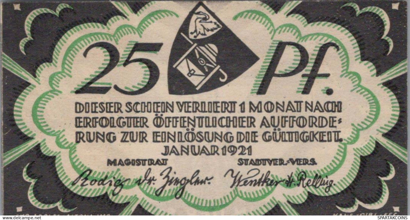 25 PFENNIG 1921 Stadt WANDSBEK Schleswig-Holstein DEUTSCHLAND Notgeld #PG162 - [11] Emissions Locales