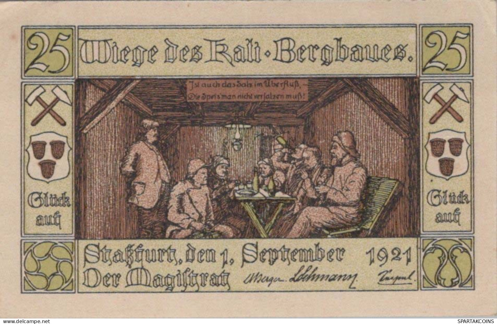 25 PFENNIG 1921 Stadt STASSFURT Saxony UNC DEUTSCHLAND Notgeld Banknote #PH310 - Lokale Ausgaben