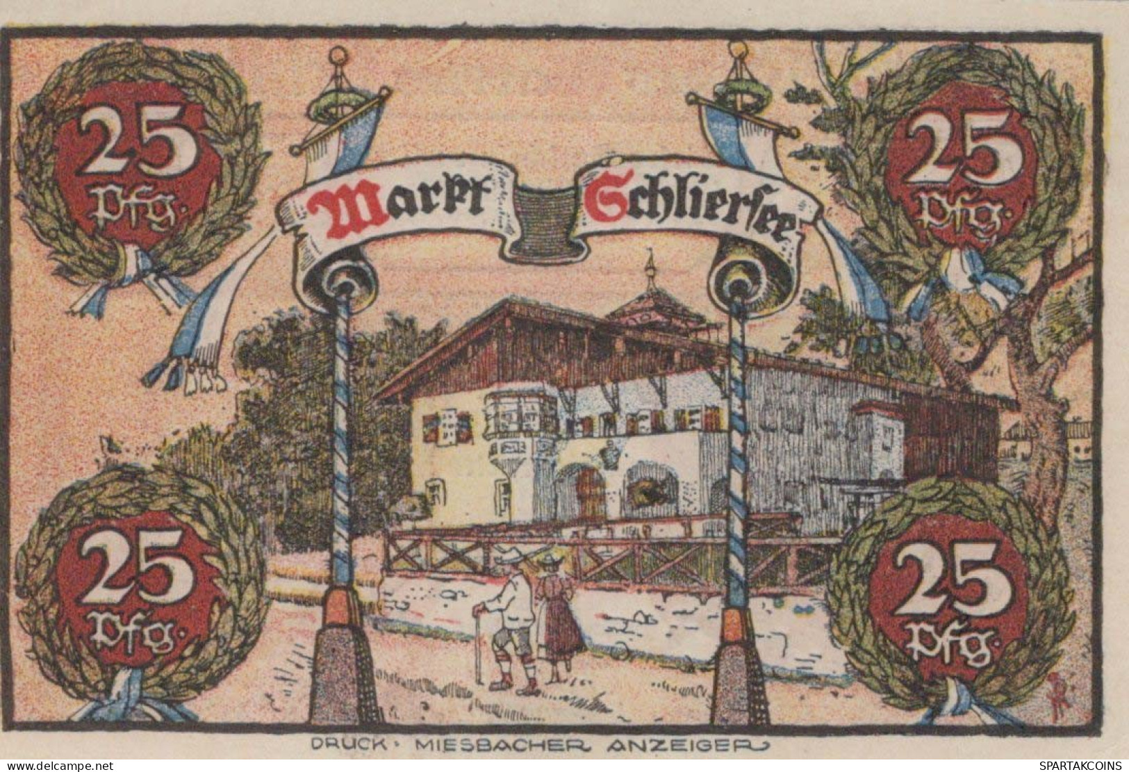 25 PFENNIG 1921 Stadt SCHLIERSEE Bavaria DEUTSCHLAND Notgeld Banknote #PG296 - [11] Emissions Locales