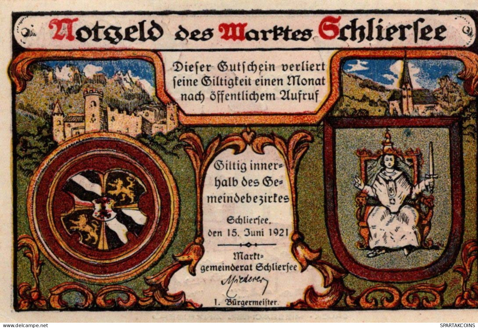 25 PFENNIG 1921 Stadt SCHLIERSEE Bavaria DEUTSCHLAND Notgeld Banknote #PG296 - [11] Emissions Locales