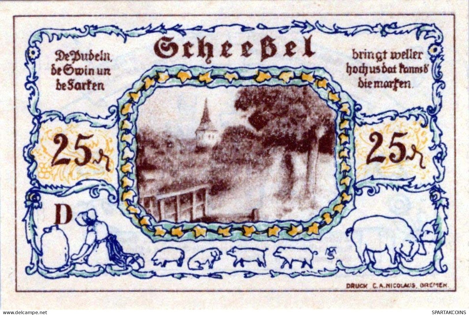 25 PFENNIG 1921 Stadt SCHEESSEL Hanover DEUTSCHLAND Notgeld Banknote #PF965 - [11] Emissions Locales