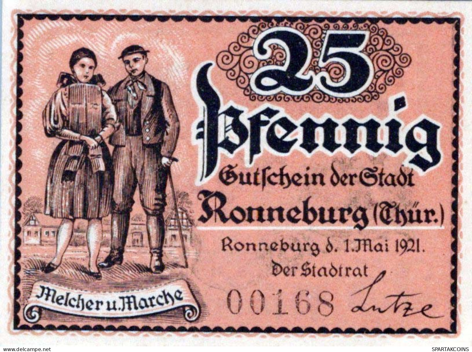 25 PFENNIG 1921 Stadt RONNEBURG Thuringia UNC DEUTSCHLAND Notgeld #PC333 - Lokale Ausgaben