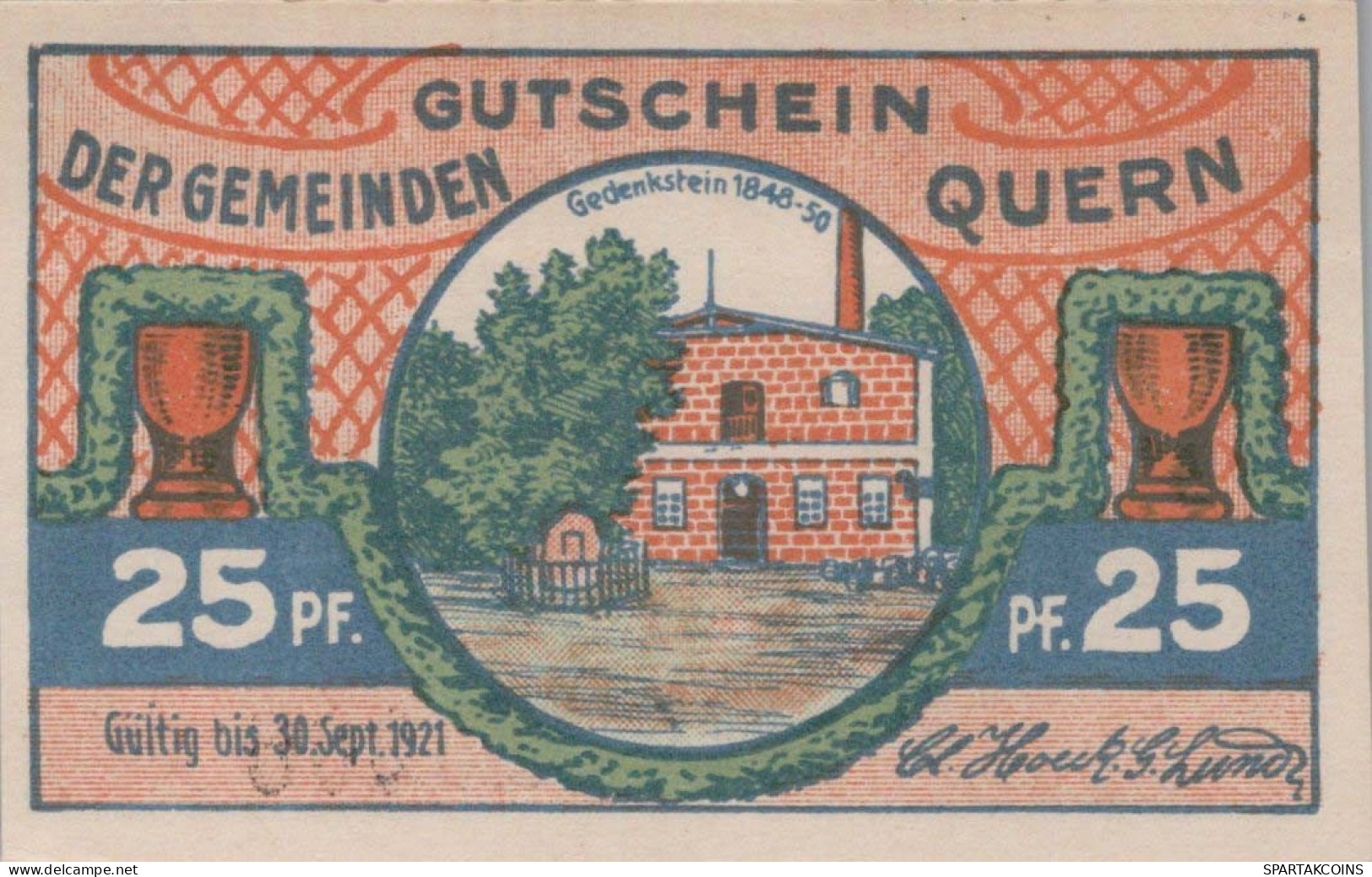 25 PFENNIG 1921 Stadt QUERN Schleswig-Holstein UNC DEUTSCHLAND Notgeld #PB856 - Lokale Ausgaben