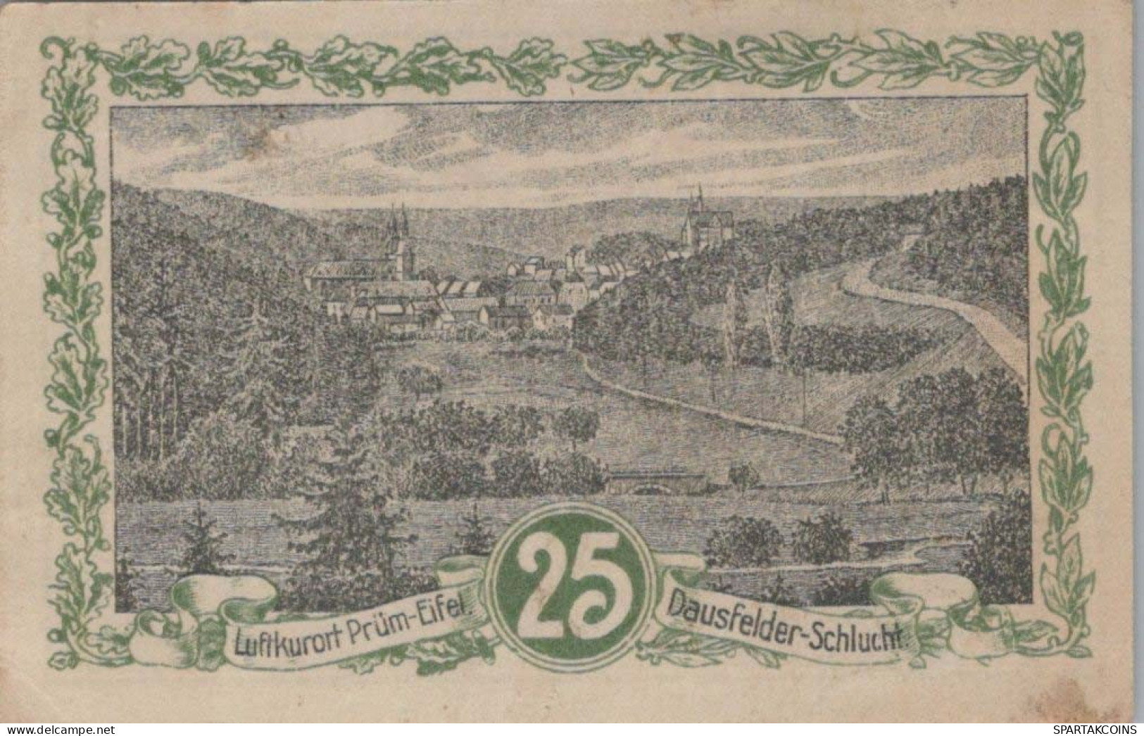 25 PFENNIG 1921 Stadt PRÜM Rhine UNC DEUTSCHLAND Notgeld Banknote #PB772 - [11] Emissions Locales