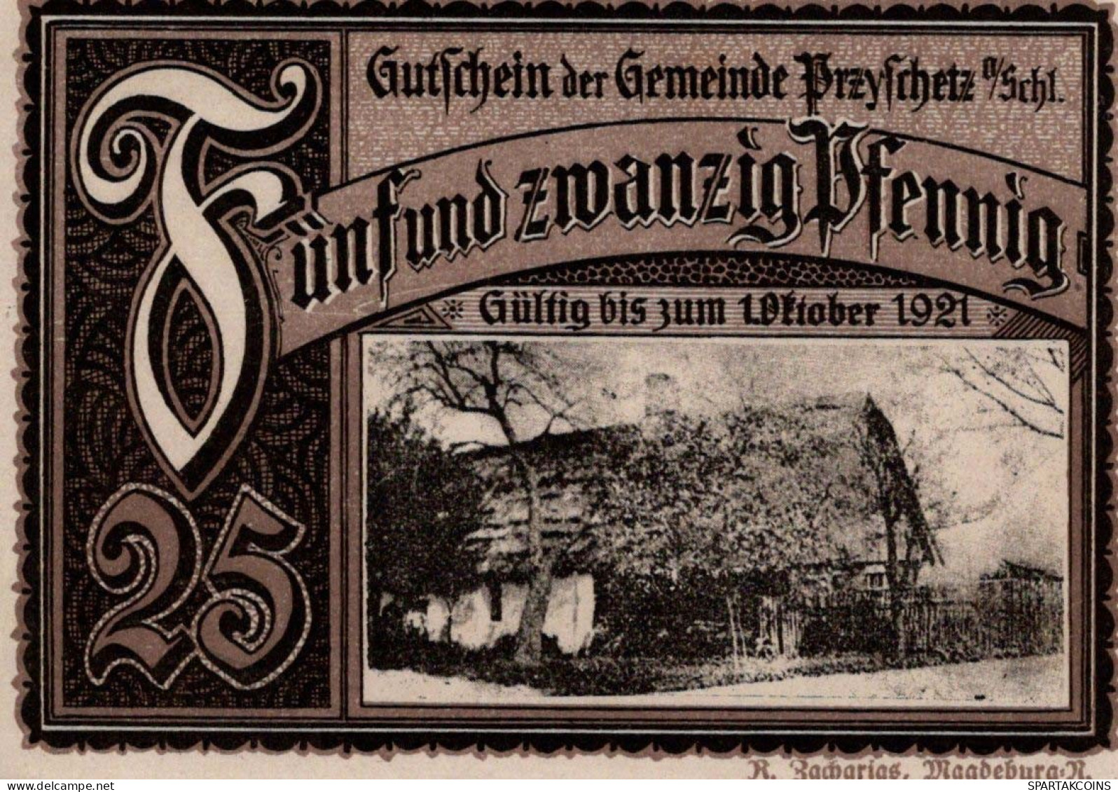 25 PFENNIG 1921 Stadt PRZYSCHETZ Oberen Silesia UNC DEUTSCHLAND Notgeld #PB777 - [11] Emissions Locales
