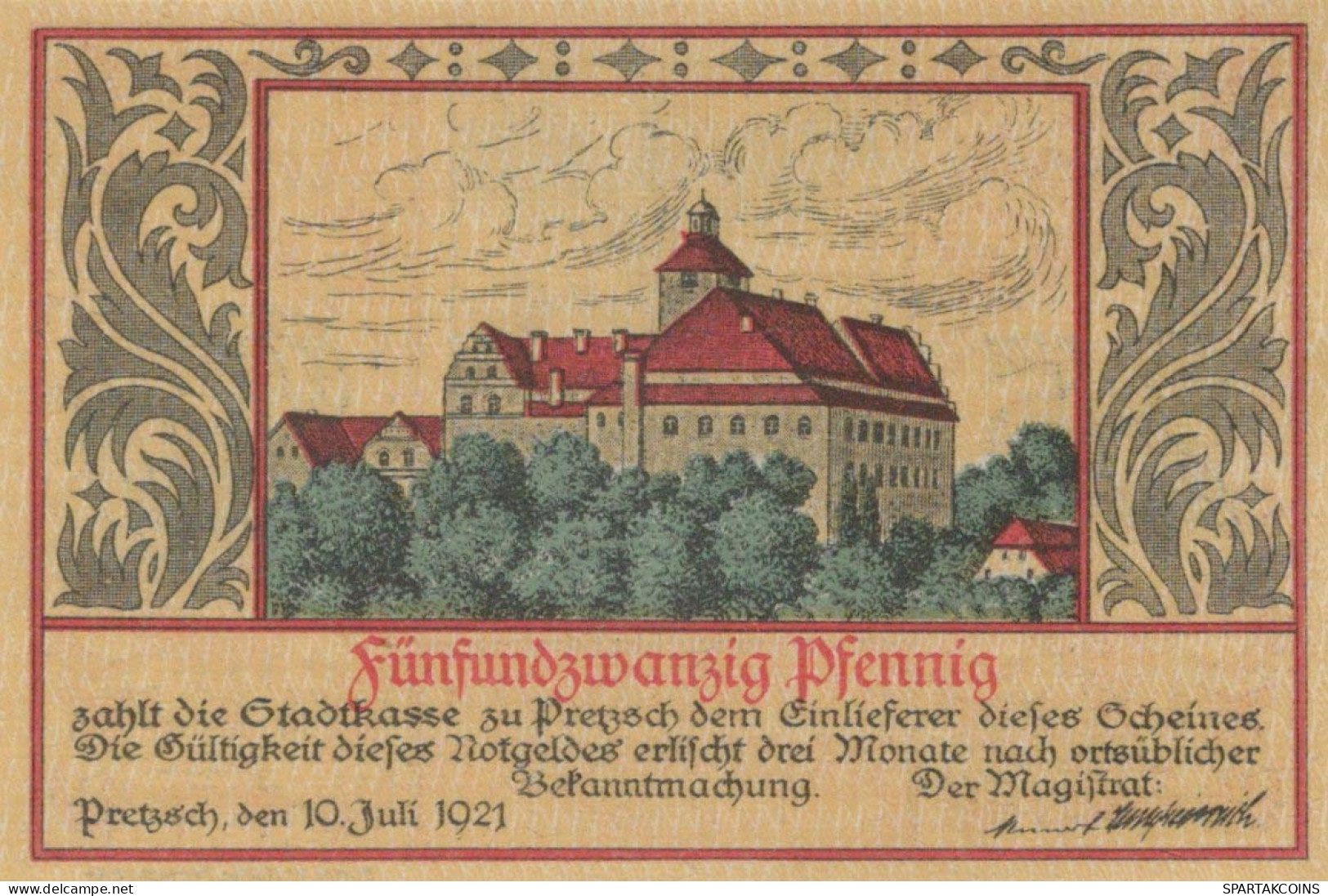 25 PFENNIG 1921 Stadt PRETZSCH Saxony UNC DEUTSCHLAND Notgeld Banknote #PB726 - Lokale Ausgaben