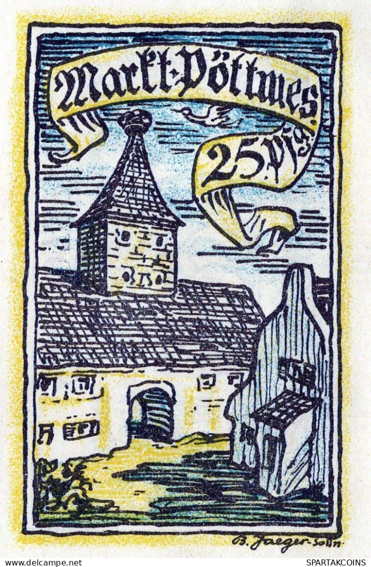 25 PFENNIG 1921 Stadt POTTMES Bavaria UNC DEUTSCHLAND Notgeld Banknote #PB669 - [11] Emissions Locales