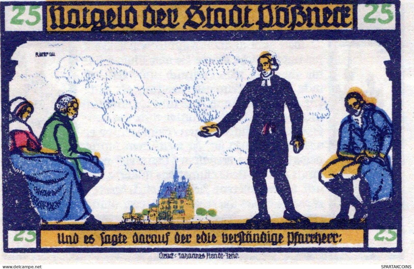 25 PFENNIG 1921 Stadt PÖSSNECK Thuringia UNC DEUTSCHLAND Notgeld Banknote #PB651 - [11] Emissions Locales