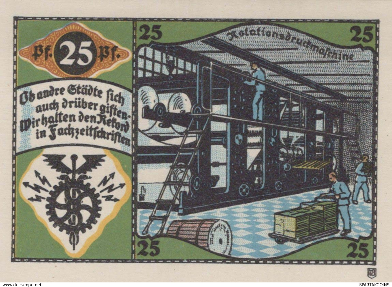 25 PFENNIG 1921 Stadt PÖSSNECK Thuringia UNC DEUTSCHLAND Notgeld Banknote #PB662 - [11] Emissioni Locali
