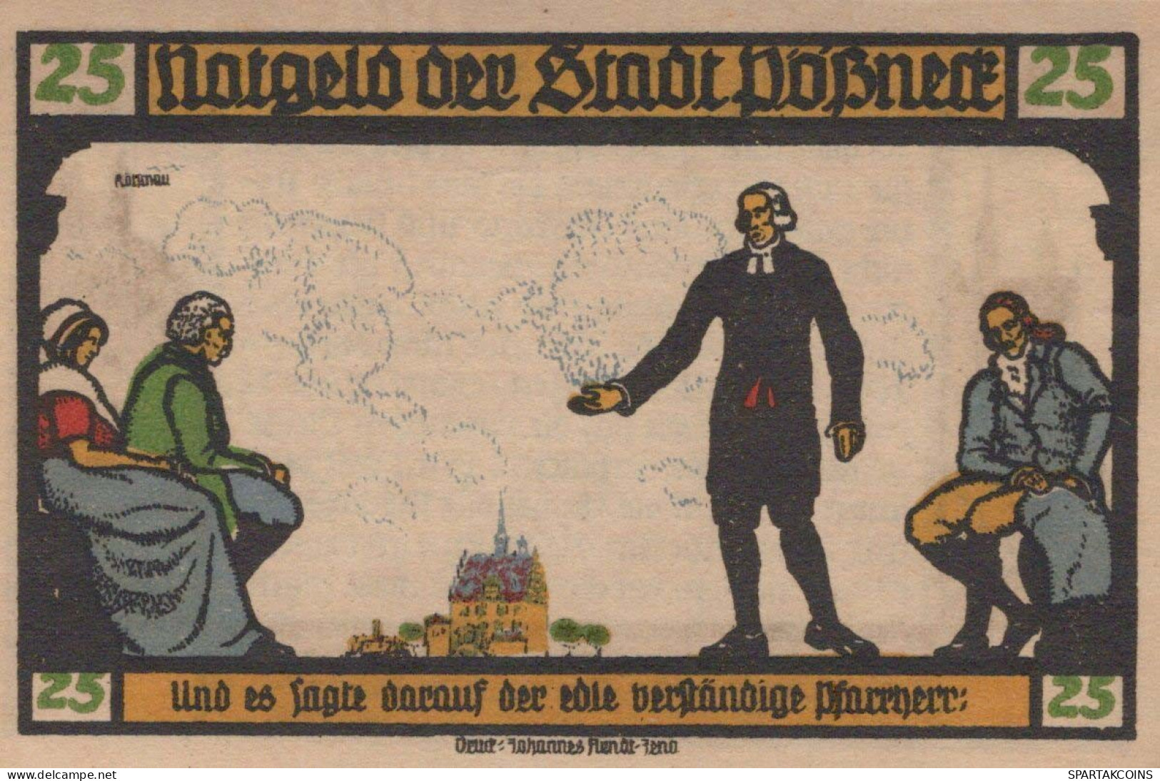 25 PFENNIG 1921 Stadt PÖSSNECK Thuringia UNC DEUTSCHLAND Notgeld Banknote #PB627 - [11] Emissions Locales