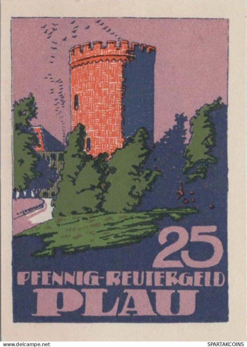 25 PFENNIG 1921 Stadt PLAU Mecklenburg-Schwerin UNC DEUTSCHLAND Notgeld #PI903 - [11] Emissioni Locali