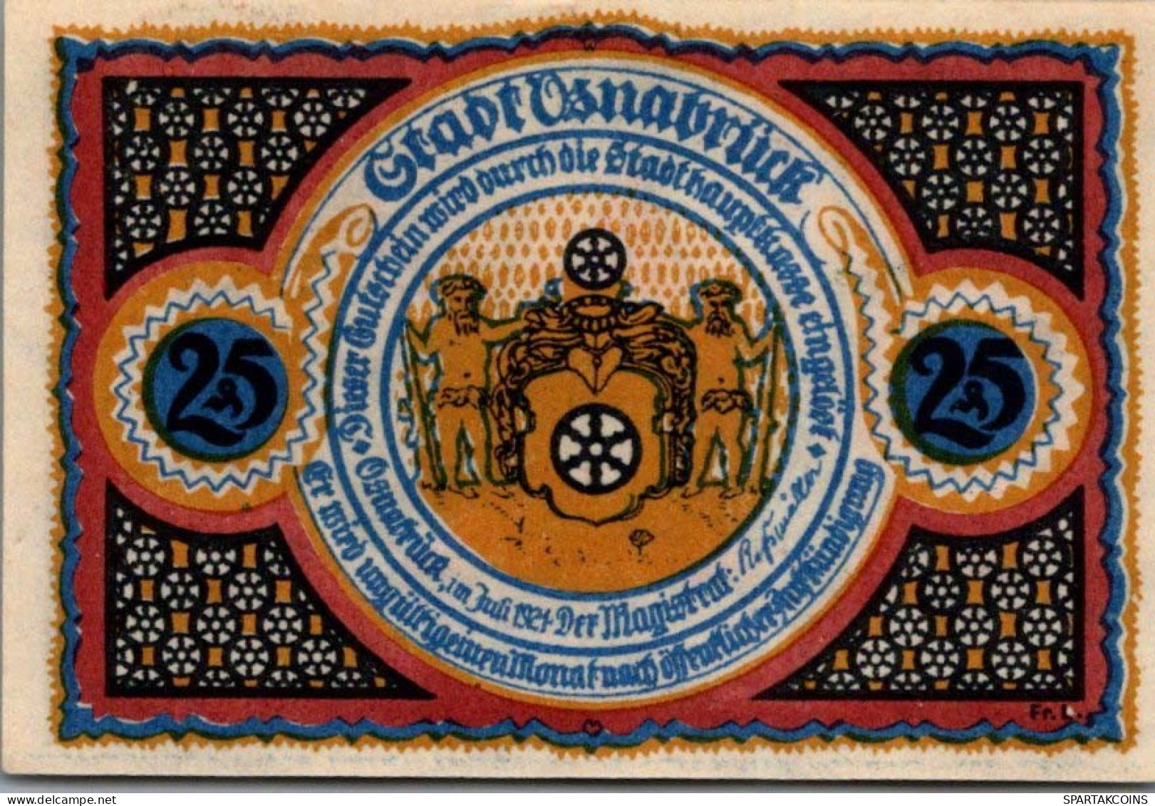 25 PFENNIG 1921 Stadt OSNABRÜCK Hanover UNC DEUTSCHLAND Notgeld Banknote #PI822 - [11] Emissions Locales