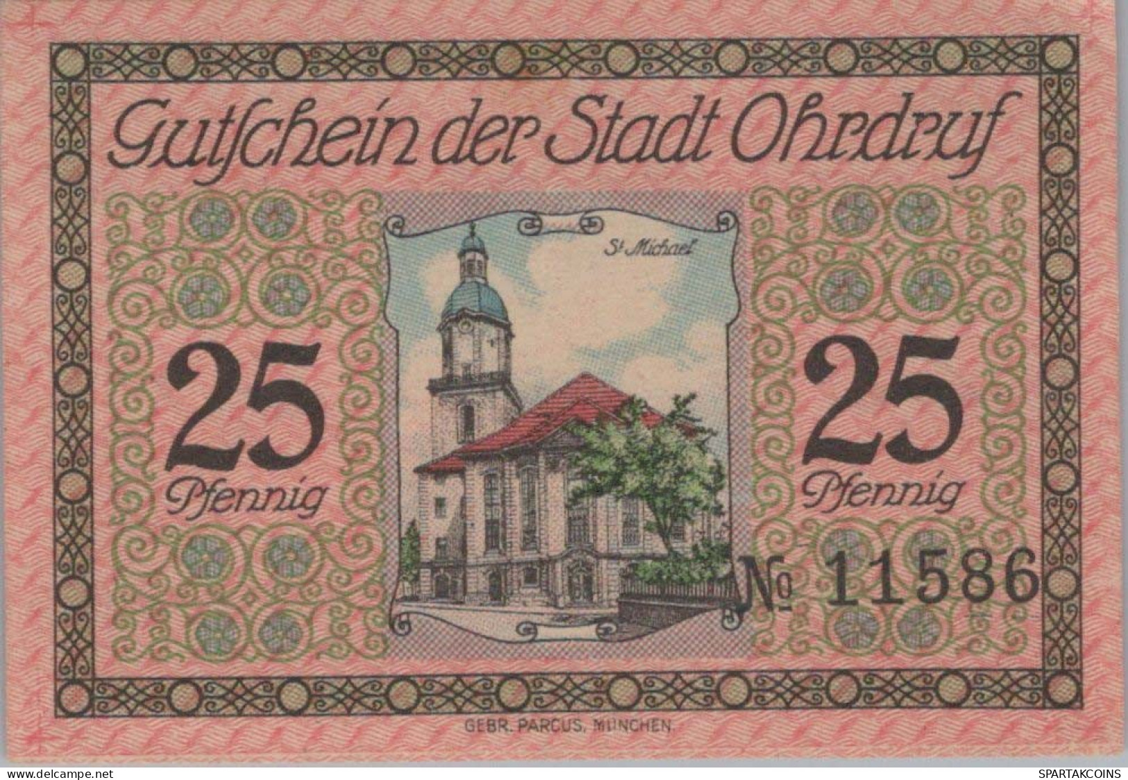 25 PFENNIG 1921 Stadt OHRDRUF Saxe-Coburg And Gotha UNC DEUTSCHLAND #PJ075 - [11] Local Banknote Issues