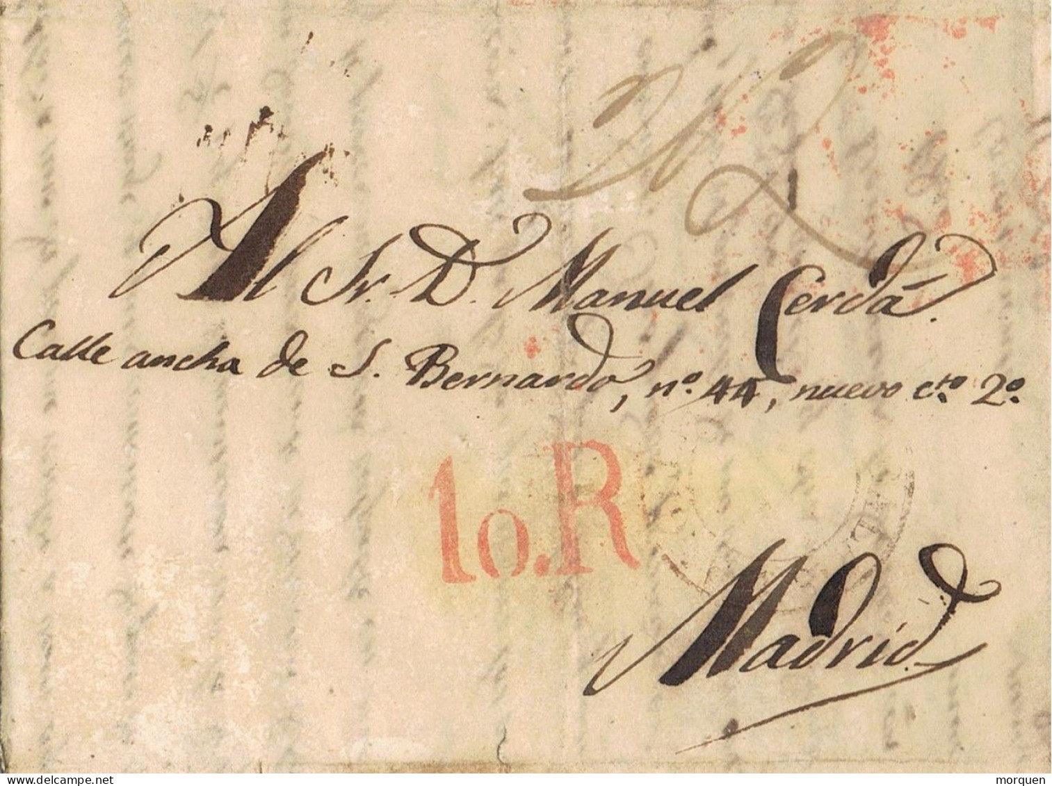 55139. Carta Entera Pre Filatelica LONDON  (England) A MADRID 1839- Llegada M Coronada En Rojo - ...-1850 Préphilatélie