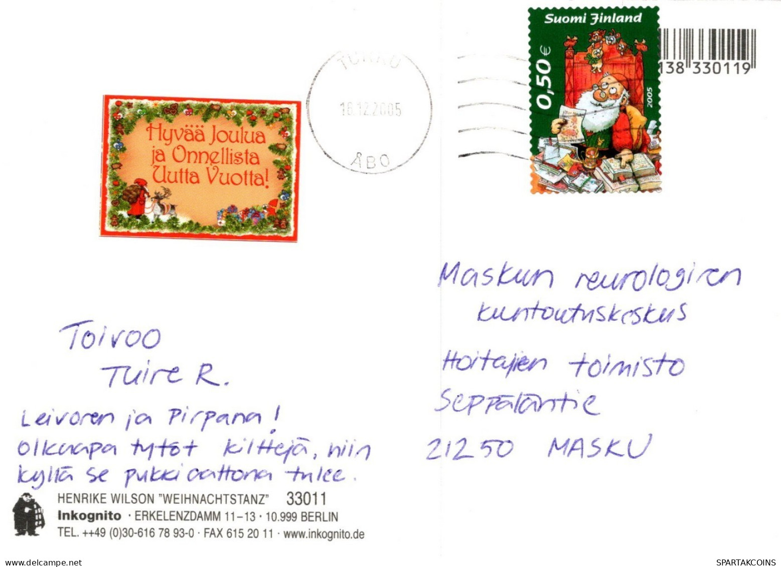WEIHNACHTSMANN SANTA CLAUS WEIHNACHTSFERIEN Vintage Postkarte CPSM #PAJ961.DE - Kerstman