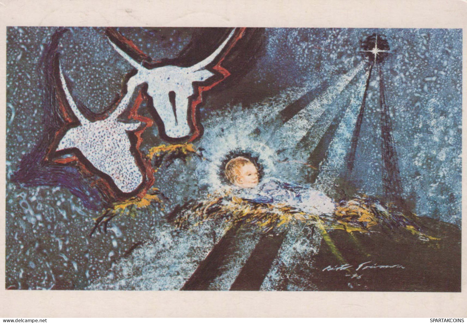 CRISTO SANTO Gesù Bambino Natale Religione Vintage Cartolina CPSM #PBP694.IT - Jesus