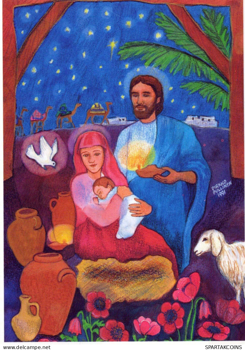 Vergine Maria Madonna Gesù Bambino Natale Religione Vintage Cartolina CPSM #PBB853.IT - Virgen Mary & Madonnas