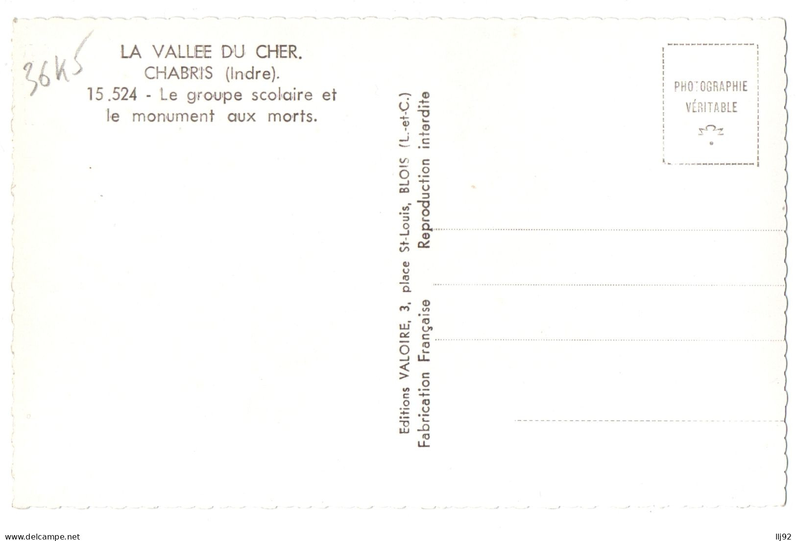 CPSM PF 36 - CHABRIS (Indre) - 15.524. Le Groupe Scolaire Et Monument Aux Morts - Other & Unclassified
