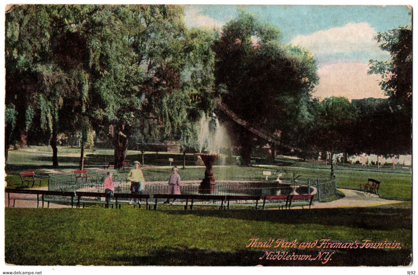 CPA - USA - Thrall Park And Fireman's Fountain - Middletown, New-York - Autres & Non Classés