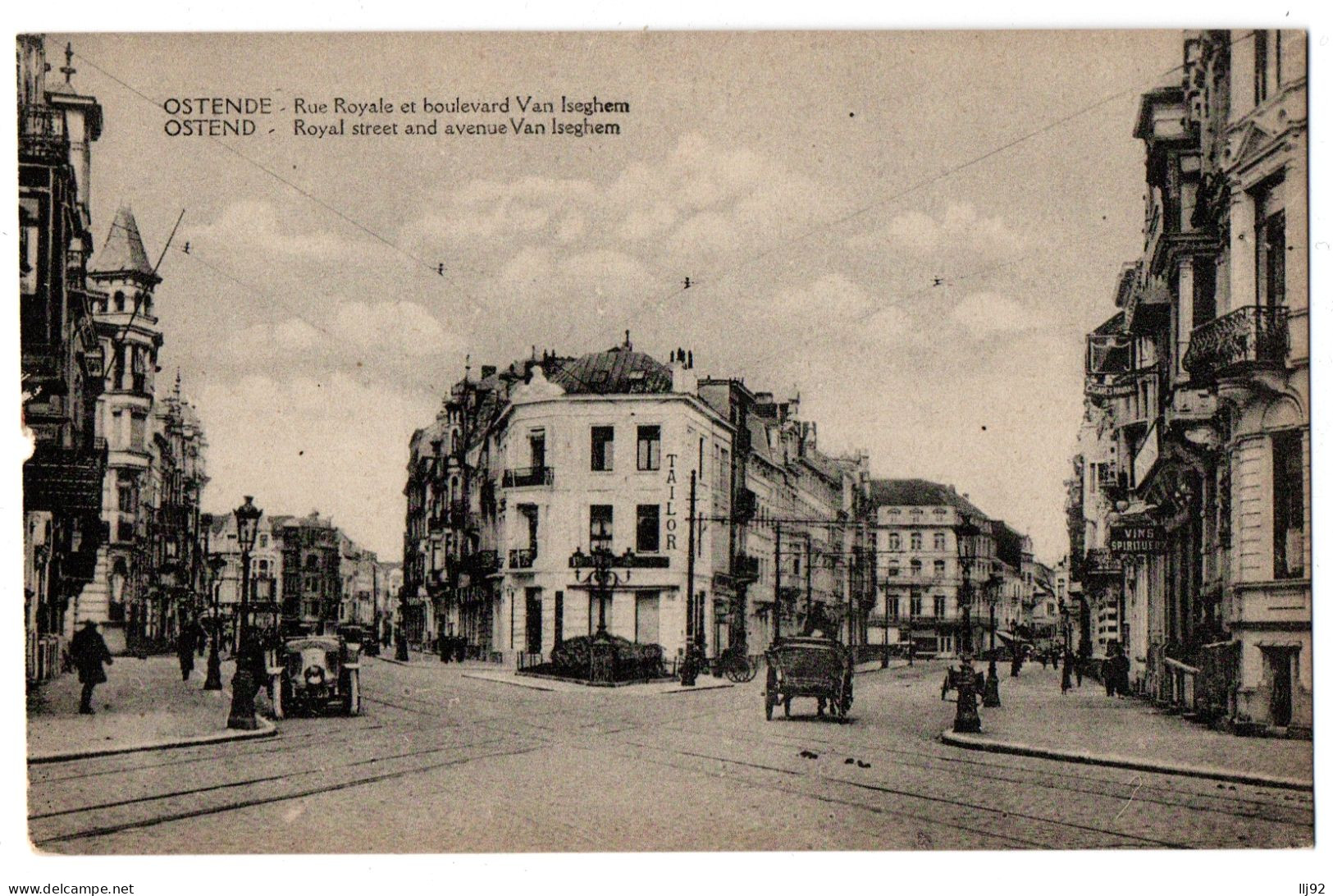 CPA Belgique - OSTENDE - Rue Royale Et Boulevard Van Iseghem (attelage, Voiture) - Oostende