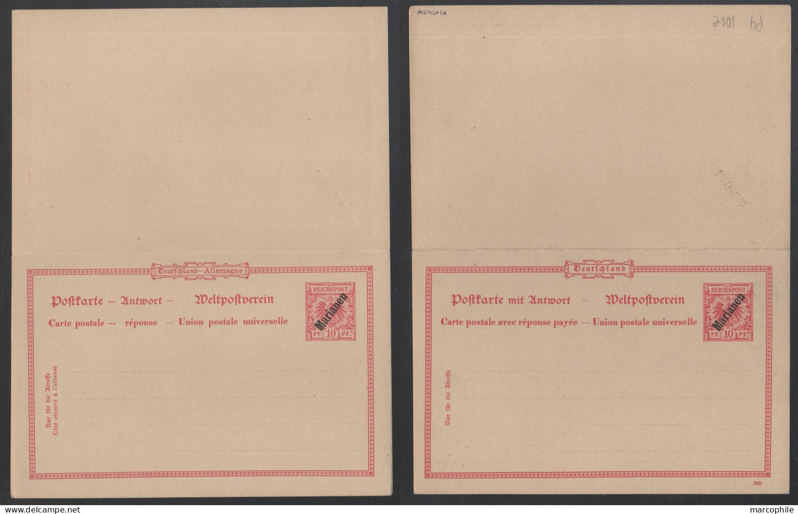 MARIANEN  / 1899 # P4 DOPPEL GSK MIT DRUCKDATUM OHNE BUCHSTABE - ENTIER POSTAL DOUBLE AVEC DATE / KW 100.00 EURO - Marianen