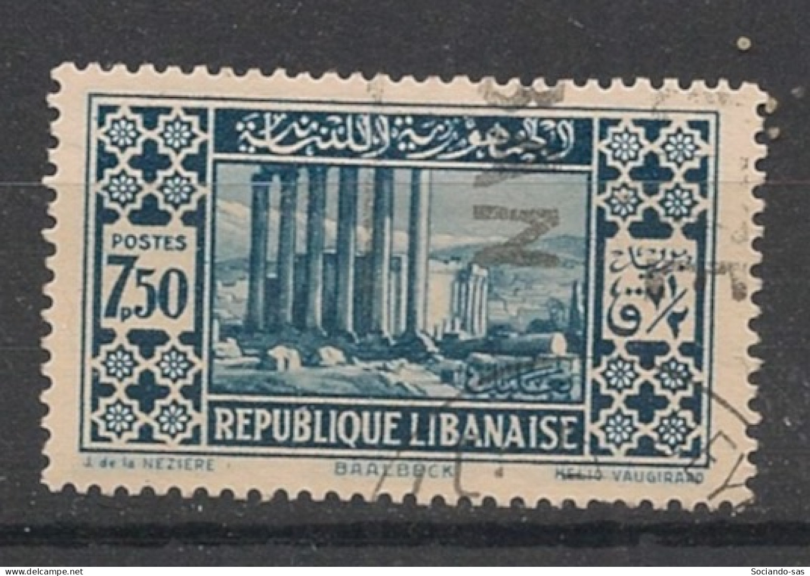 GRAND LIBAN - 1930-35 - N°YT. 143 - Baalbeck 7pi50 Bleu - Oblitéré / Used - Gebraucht
