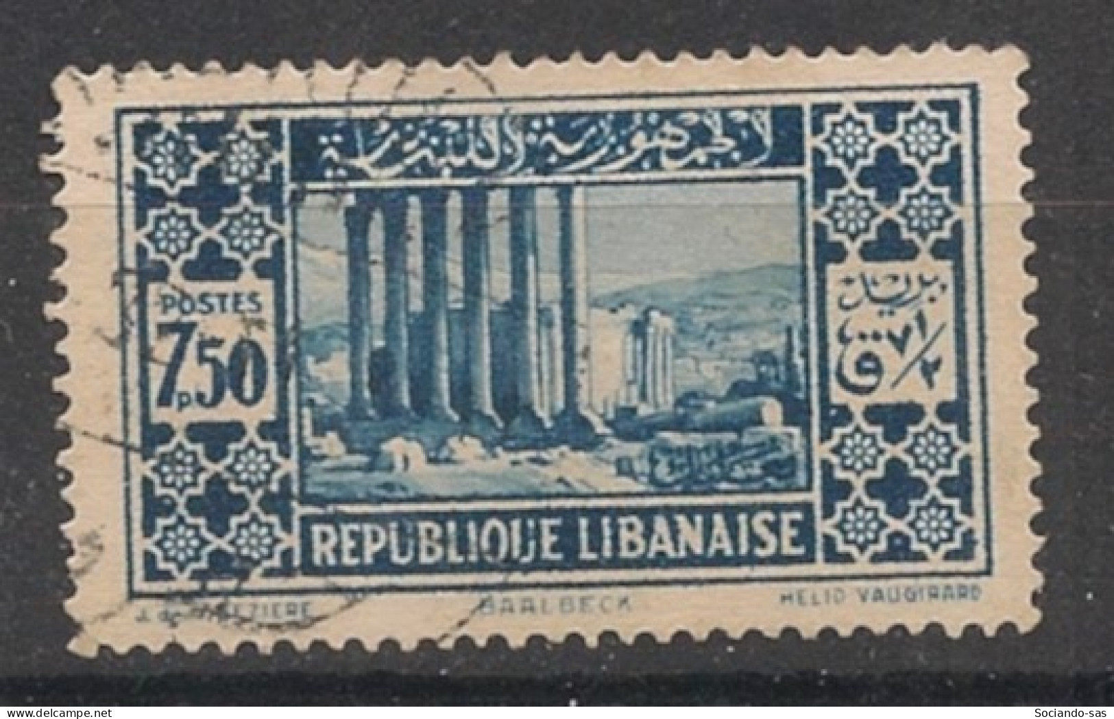 GRAND LIBAN - 1930-35 - N°YT. 143 - Baalbeck 7pi50 Bleu - Oblitéré / Used - Used Stamps