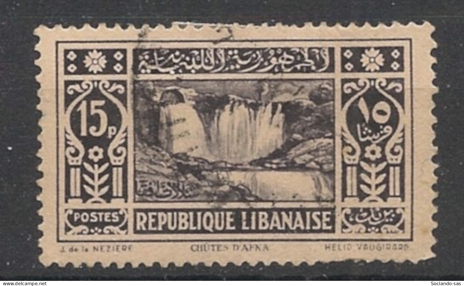 GRAND LIBAN - 1930-35 - N°YT. 145 - Chutes D'Afka 15pi Violet-noir - Oblitéré / Used - Oblitérés