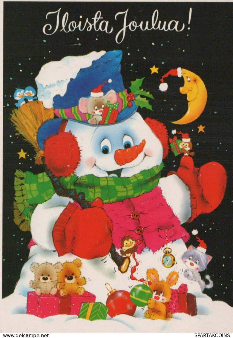 Feliz Año Navidad MUÑECO DE NIEVE Vintage Tarjeta Postal CPSM #PAZ609.ES - Año Nuevo