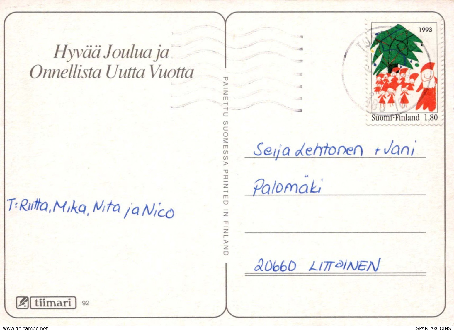 Feliz Año Navidad MUÑECO DE NIEVE Vintage Tarjeta Postal CPSM #PAZ609.ES - Año Nuevo