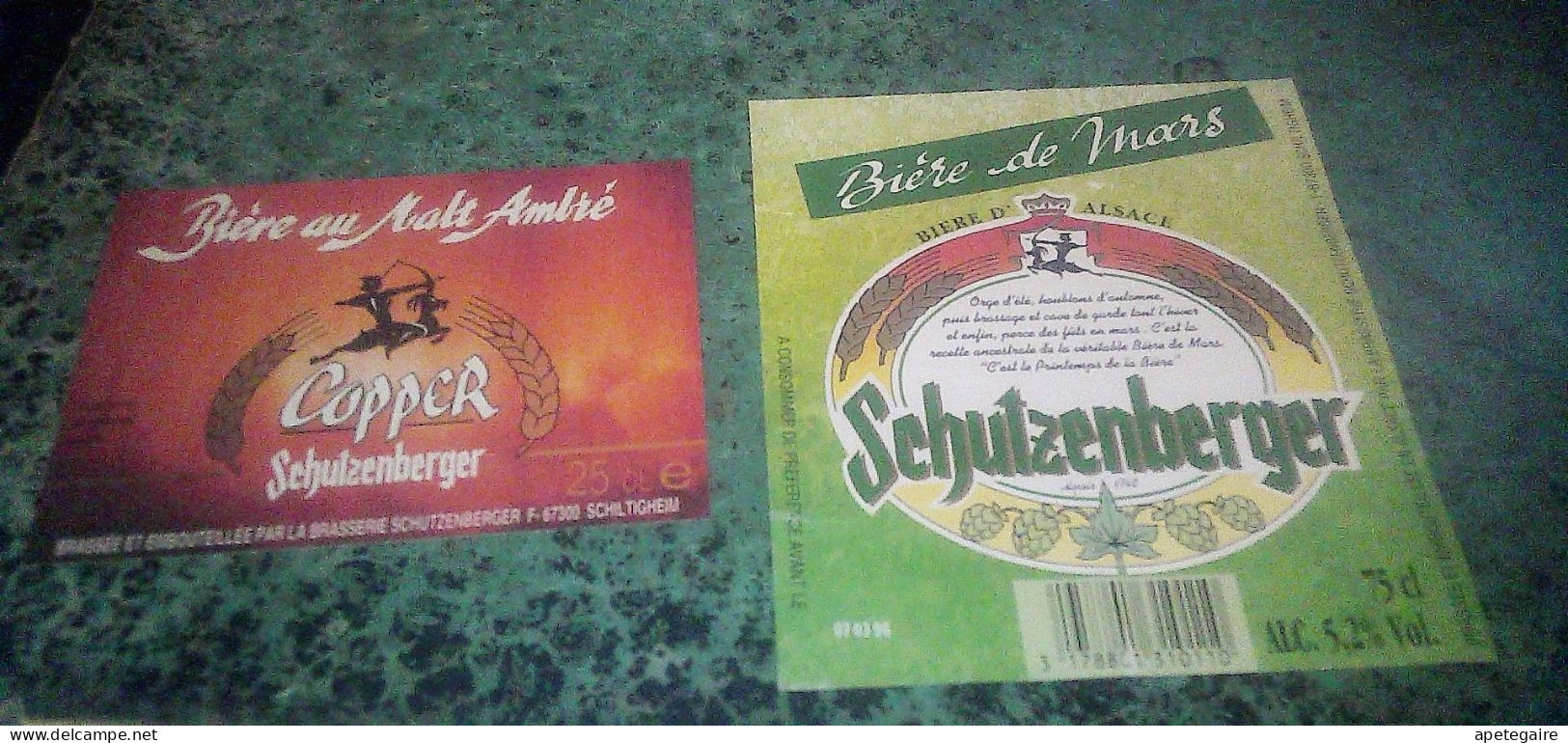 Schiltigheim Anciennes Etiquettes De Bière D'Alsace  Lot De 2 Différentes Brasserie Schutzenberger Coopet & De Mars - Bière