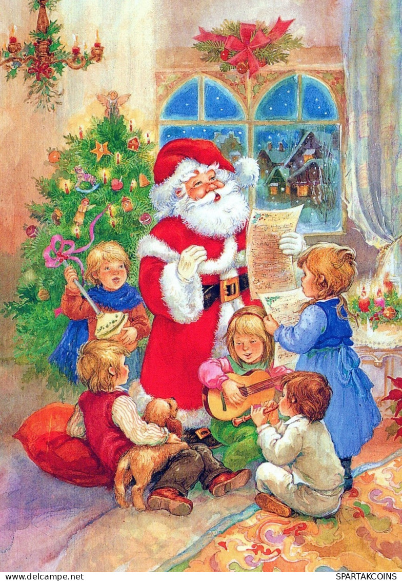 SANTA CLAUS CHILDREN CHRISTMAS Holidays Vintage Postcard CPSM #PAK238.GB - Santa Claus