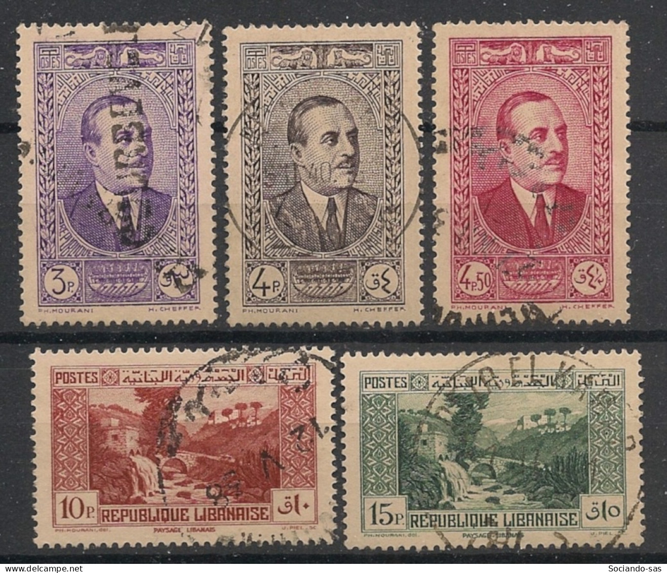 GRAND LIBAN - 1937-38 - N°YT. 152 à 156 - Série Complète - Oblitéré / Used - Usados