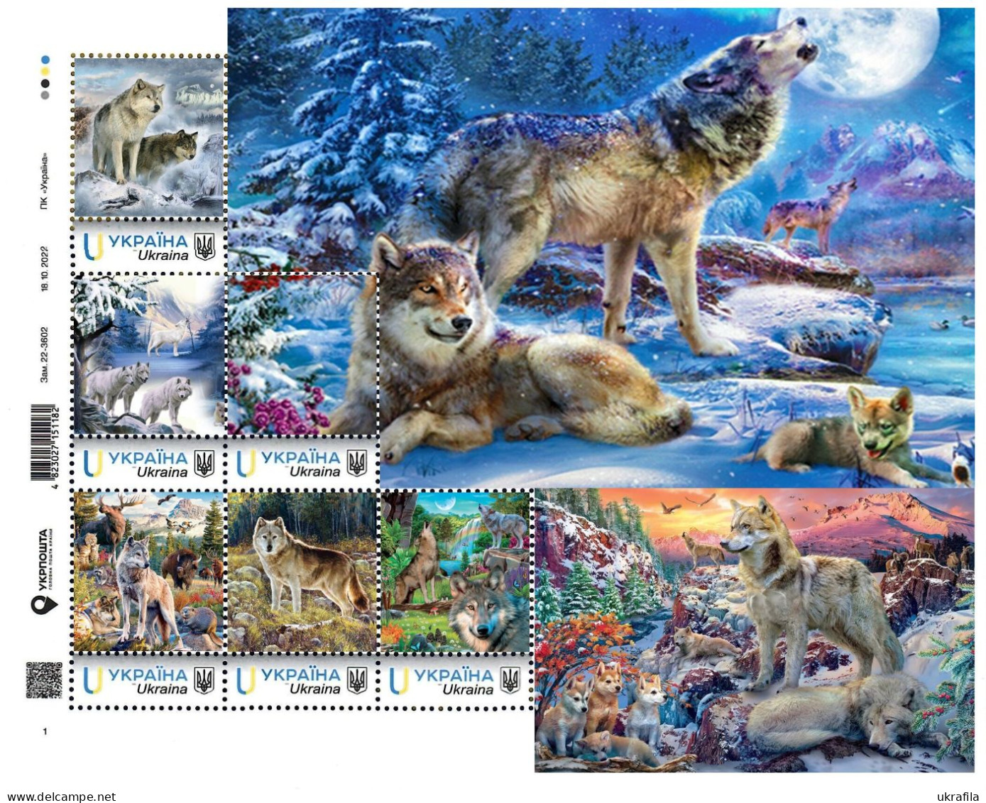 Ukraine 2024, Fauna, Wolves, Art, Sheetlet Of 6v - Ukraine