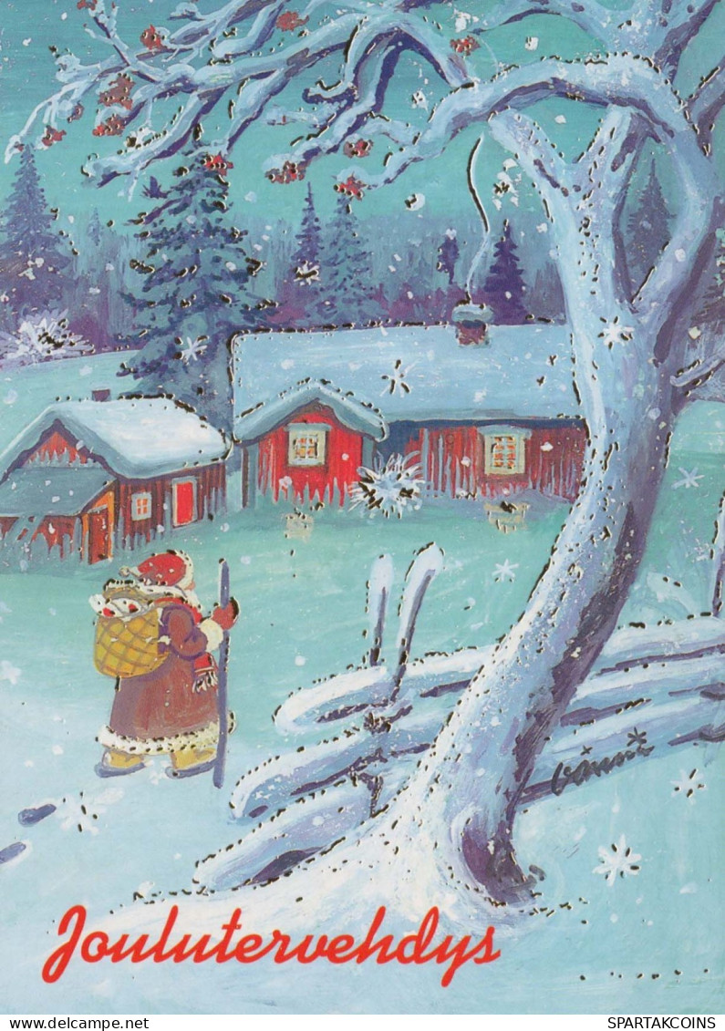 PÈRE NOËL Bonne Année Noël Vintage Carte Postale CPSM #PBL580.FR - Santa Claus