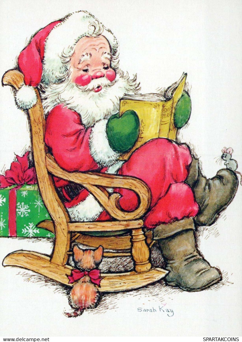 PÈRE NOËL Bonne Année Noël Vintage Carte Postale CPSM #PBL319.FR - Santa Claus