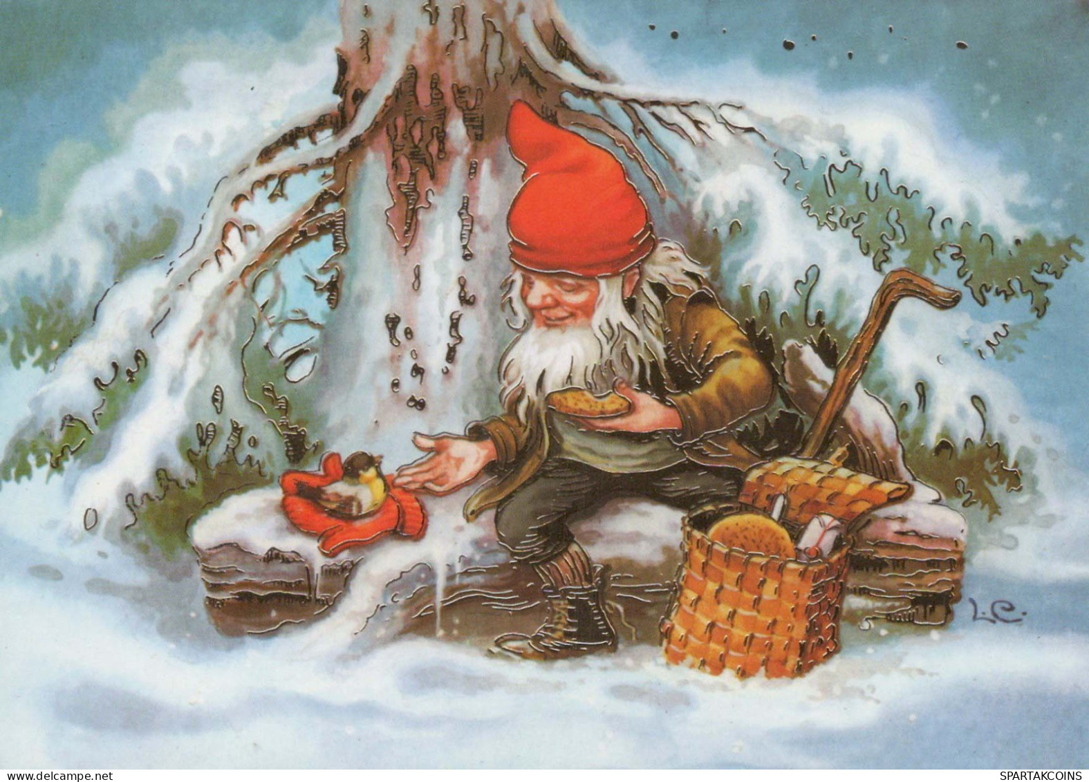 Bonne Année Noël GNOME Vintage Carte Postale CPSM #PBA746.FR - Nieuwjaar