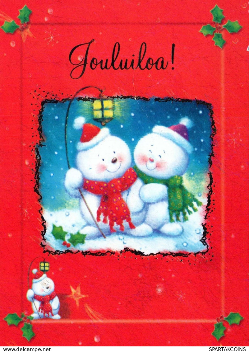 Bonne Année Noël BONHOMME DE NEIGE Vintage Carte Postale CPSM #PAZ807.FR - Nouvel An