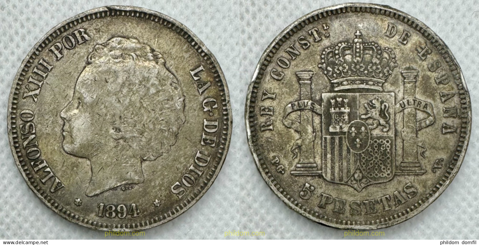 3912 ESPAÑA 1894 5 Pesetas Alfonso III - 1894 18-94 Madrid PG V - Collezioni