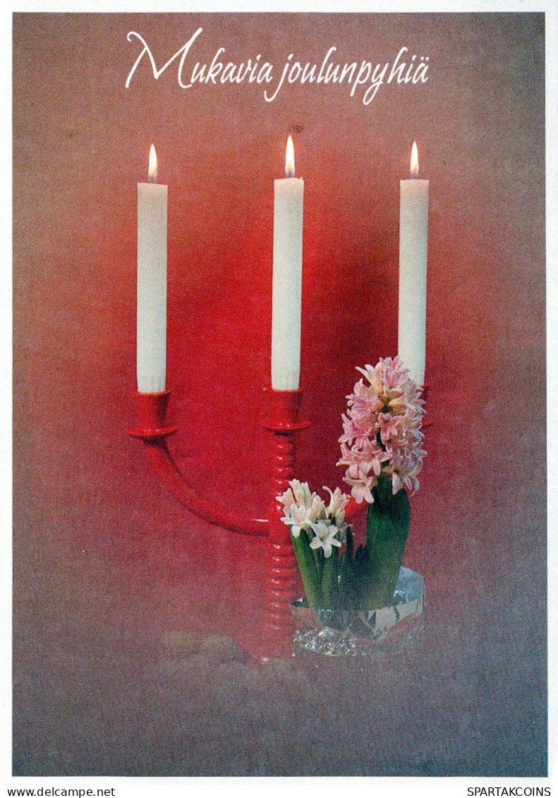 Bonne Année Noël BOUGIE Vintage Carte Postale CPSM #PAW253.FR - Nouvel An
