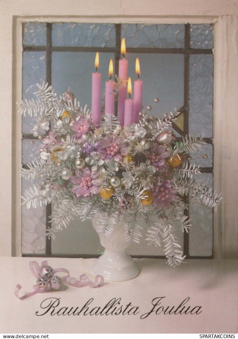 Bonne Année Noël BOUGIE Vintage Carte Postale CPSM #PAV830.FR - Nouvel An