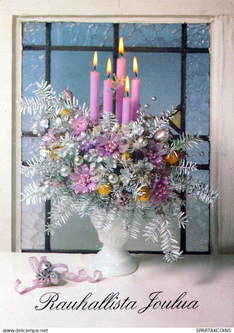 Bonne Année Noël BOUGIE Vintage Carte Postale CPSM #PAV830.FR - Nouvel An