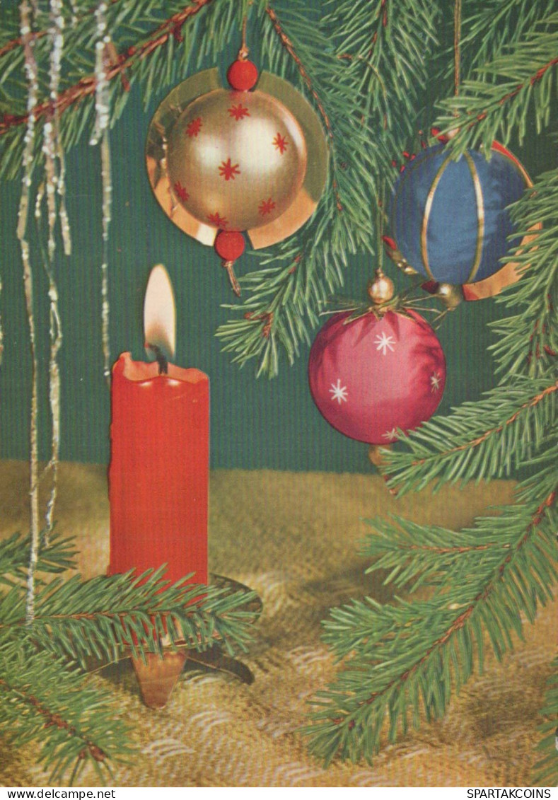 Bonne Année Noël BOUGIE Vintage Carte Postale CPSM #PAV466.FR - Nieuwjaar