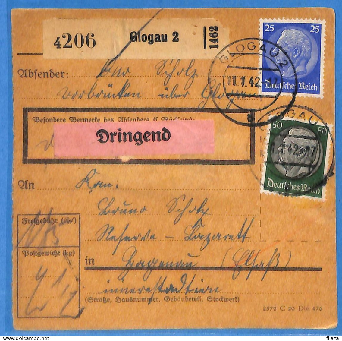 Allemagne Reich 1942 - Carte Postale De Glogau - G33499 - Briefe U. Dokumente