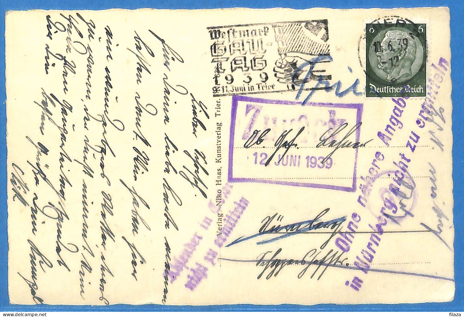 Allemagne Reich 1939 - Carte Postale De Trier - G33484 - Briefe U. Dokumente