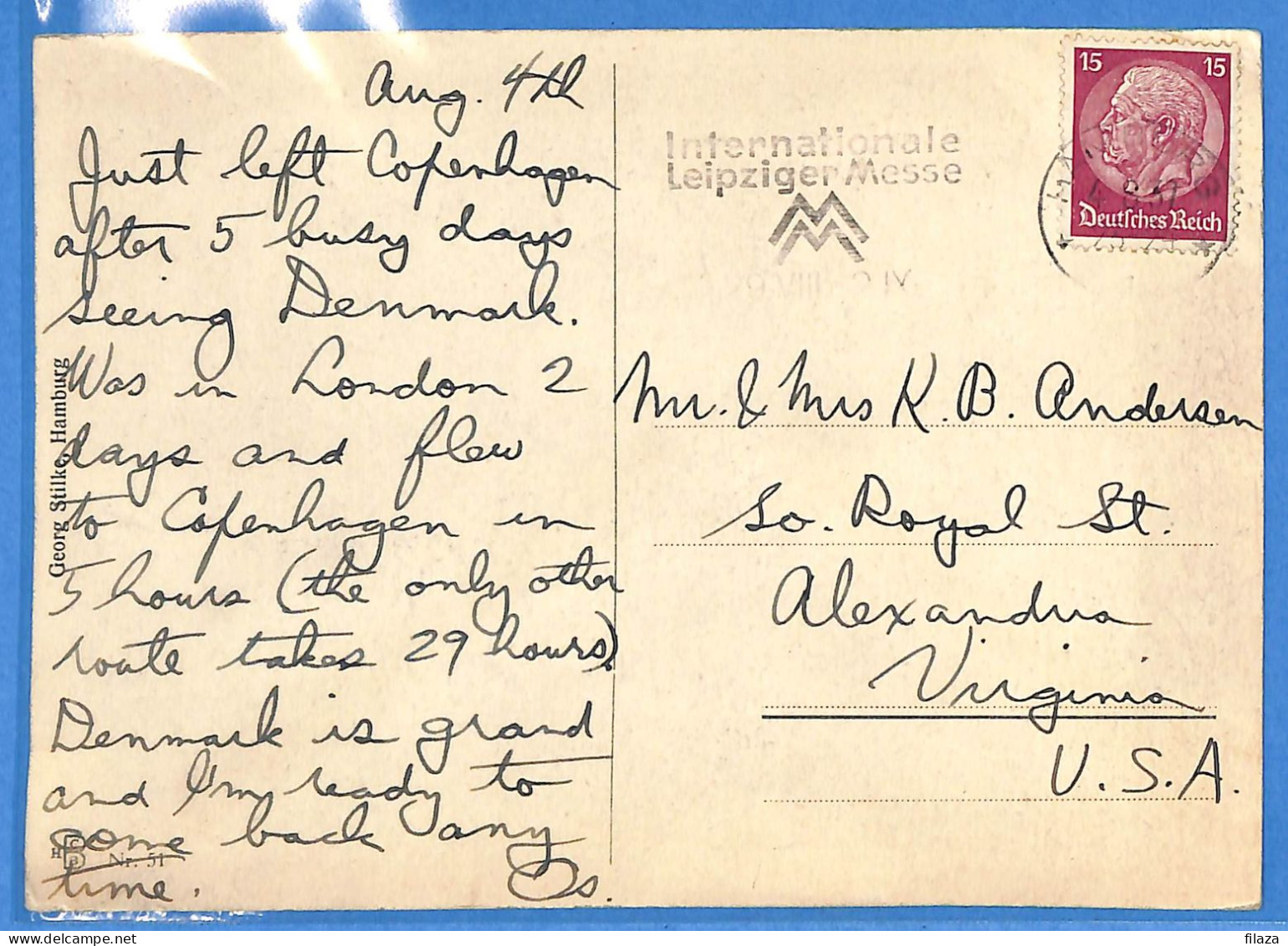 Allemagne Reich 1937 - Carte Postale De Hamburg - G33489 - Briefe U. Dokumente