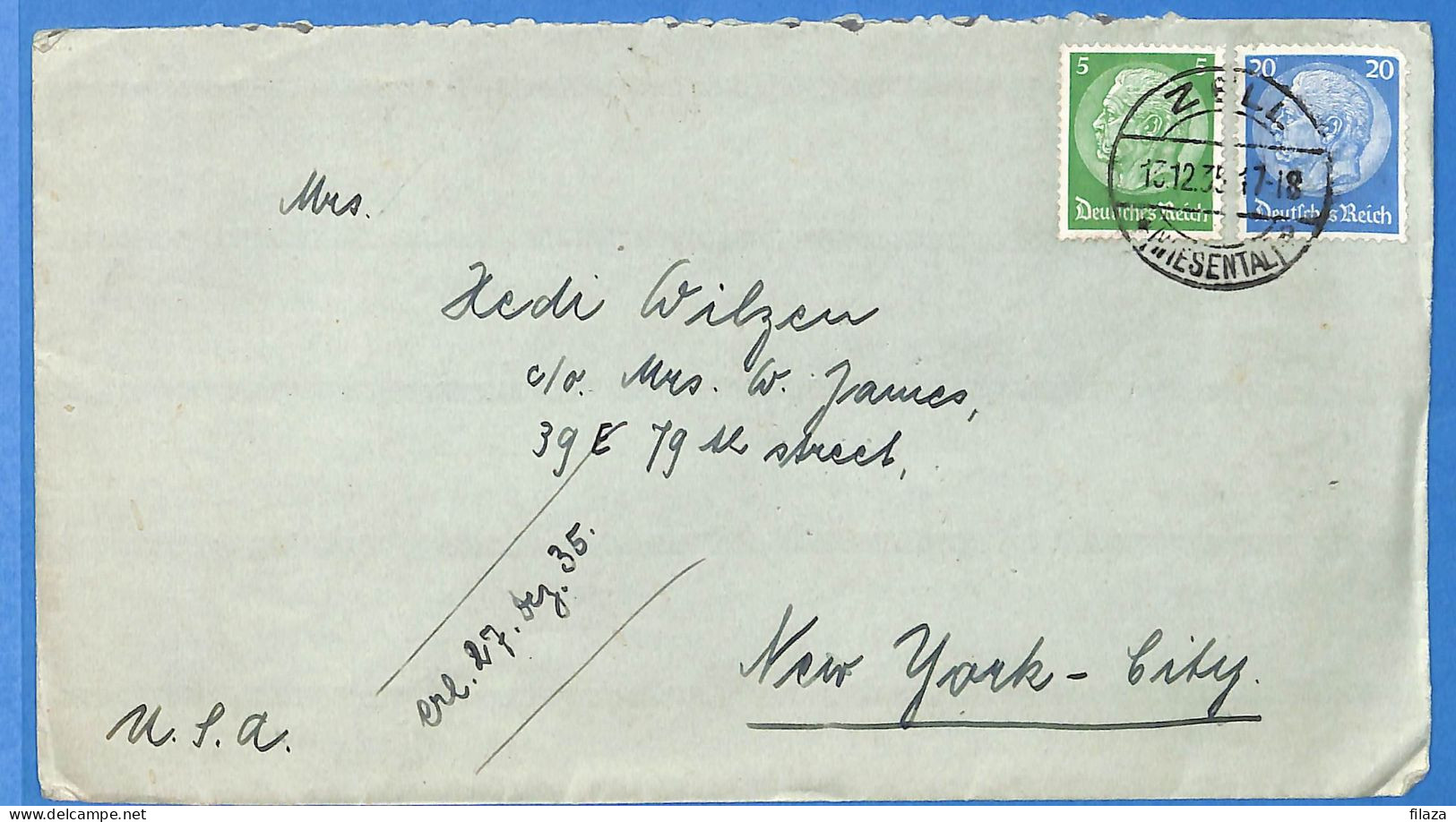 Allemagne Reich 1935 - Lettre Par Avion De Zell Aux USA - G33482 - Briefe U. Dokumente