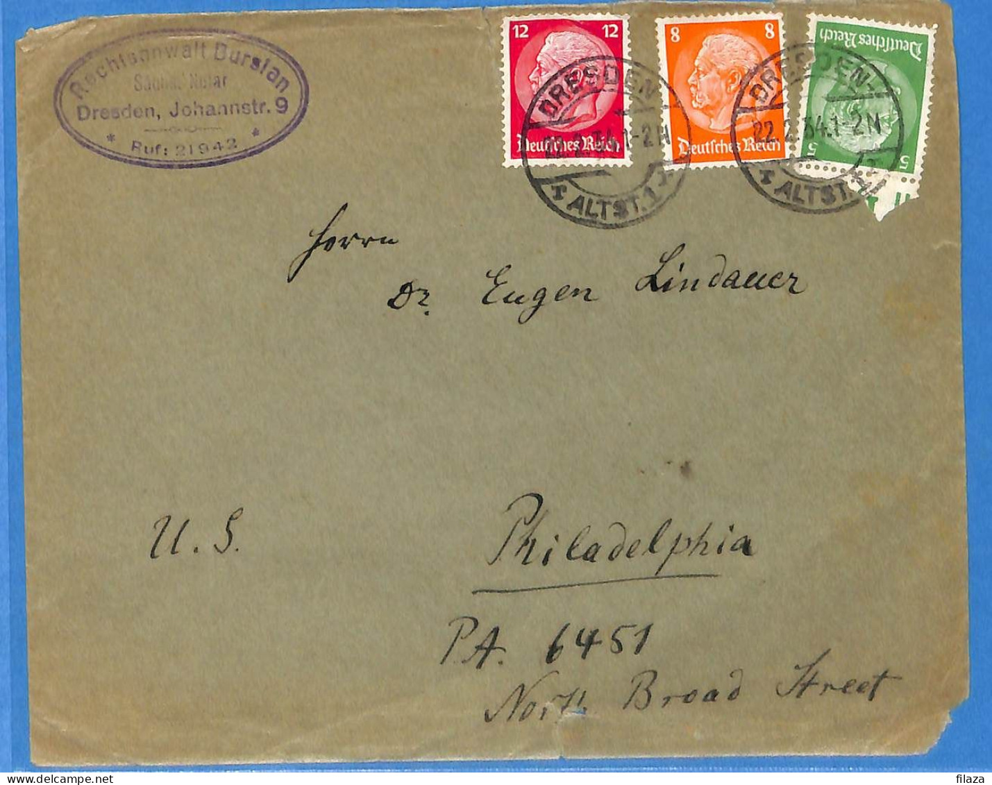 Allemagne Reich 1934 - Lettre De Dresden Aux USA - G33480 - Covers & Documents